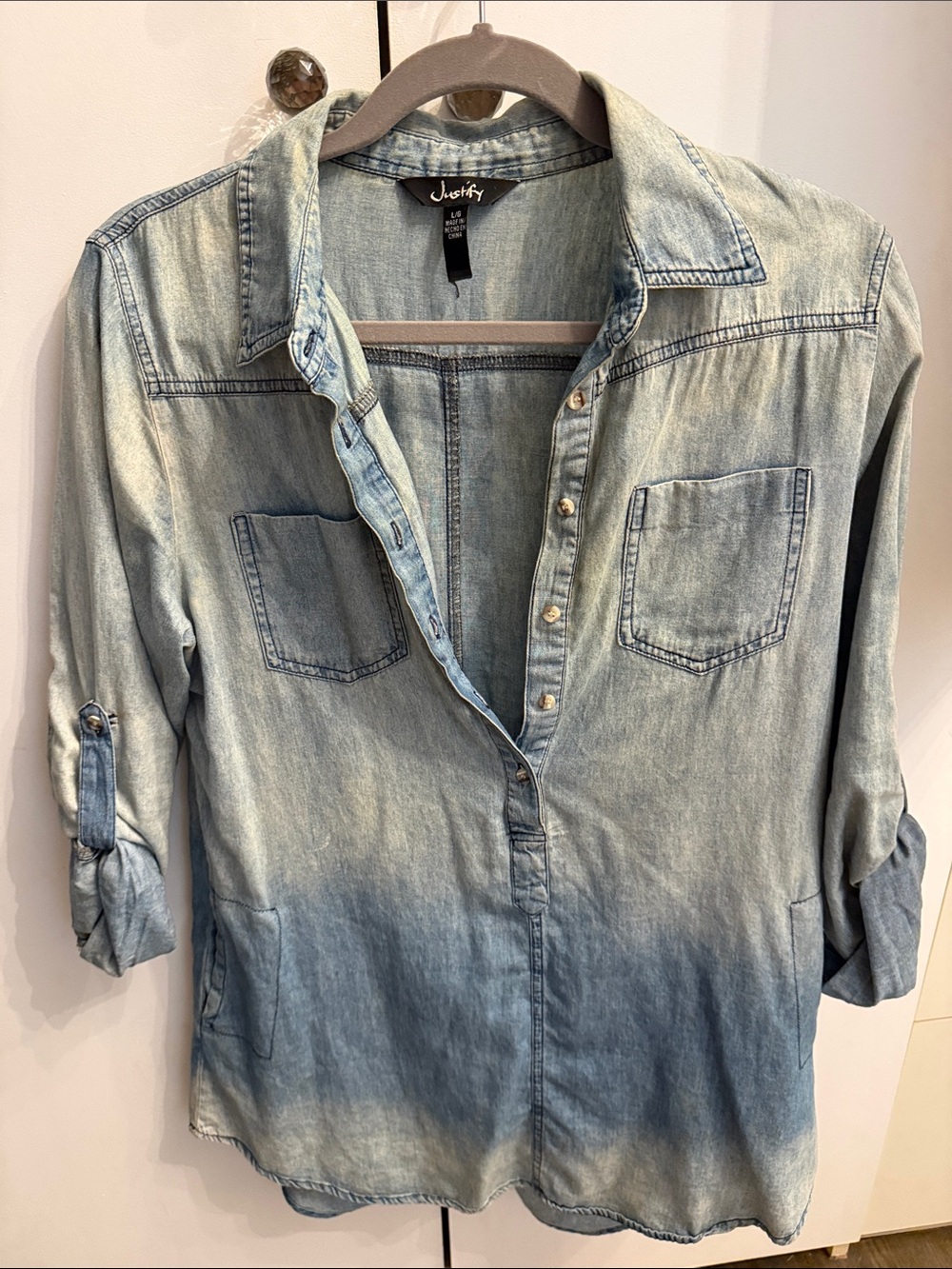 Justify Light to Medium Blue Ombre Denim Shirt